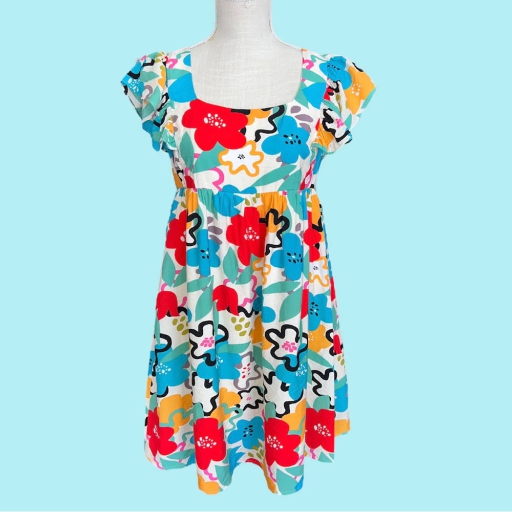 2 for $22 || NWOT Babydoll Floral Dress - Pockets - L - ❤️🧡🩵